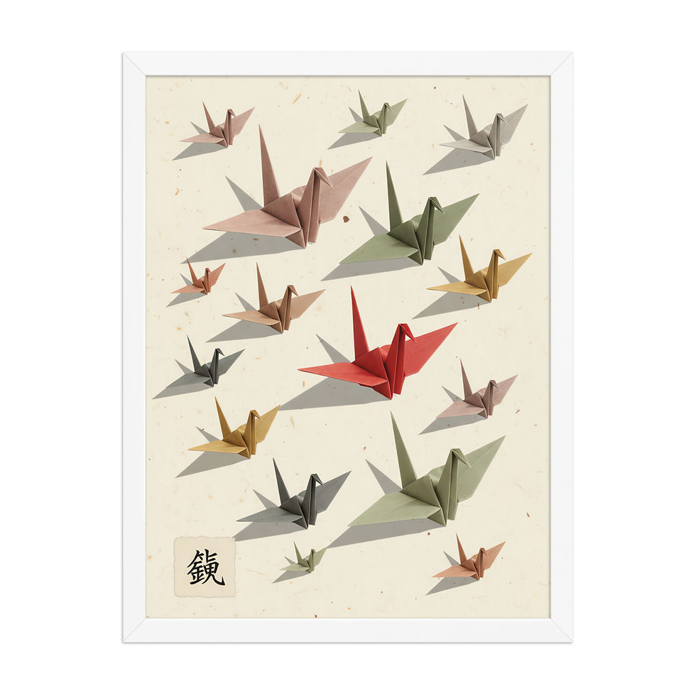 Thumbnail: Minimalist Origami Cranes Framed Wall Art
