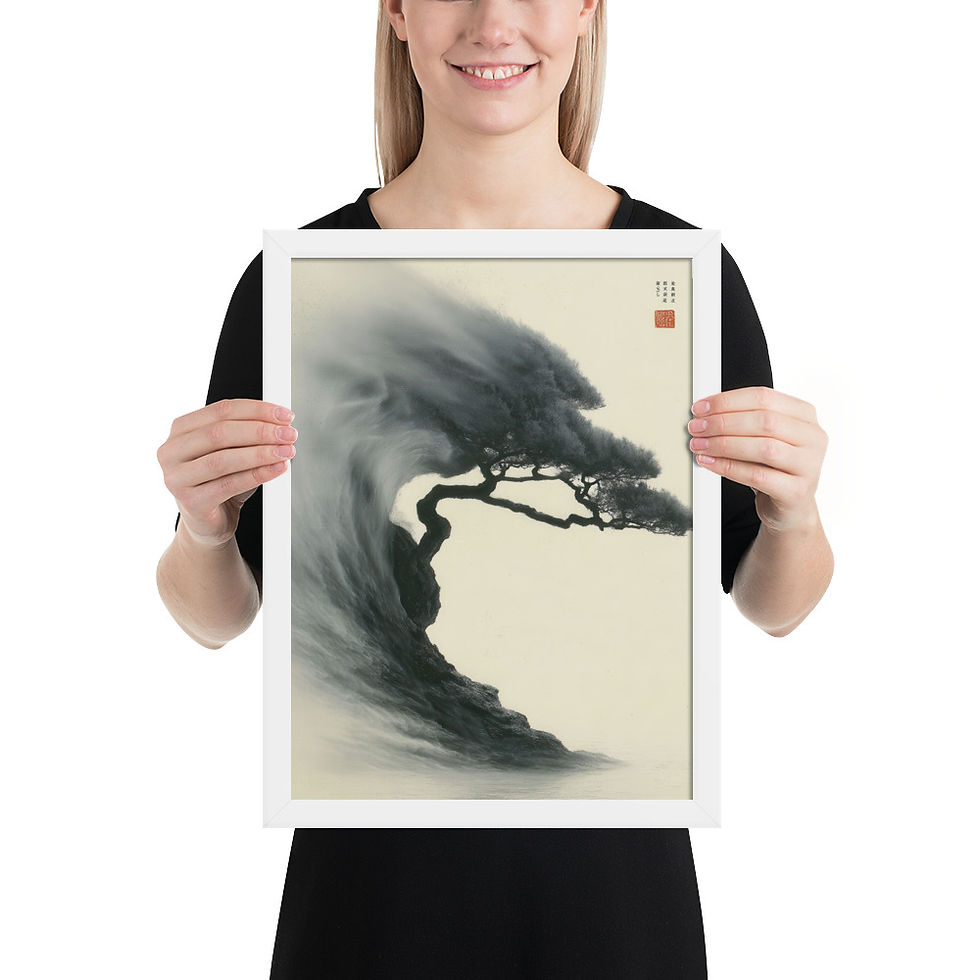 Thumbnail: Japandi Landscape of a Wave turning into a Tree 