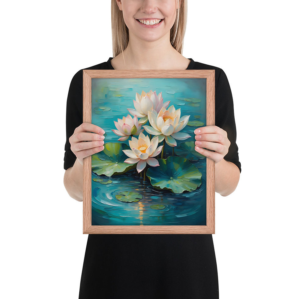 Thumbnail: Floral Study Water Lillies Framed Wall Art