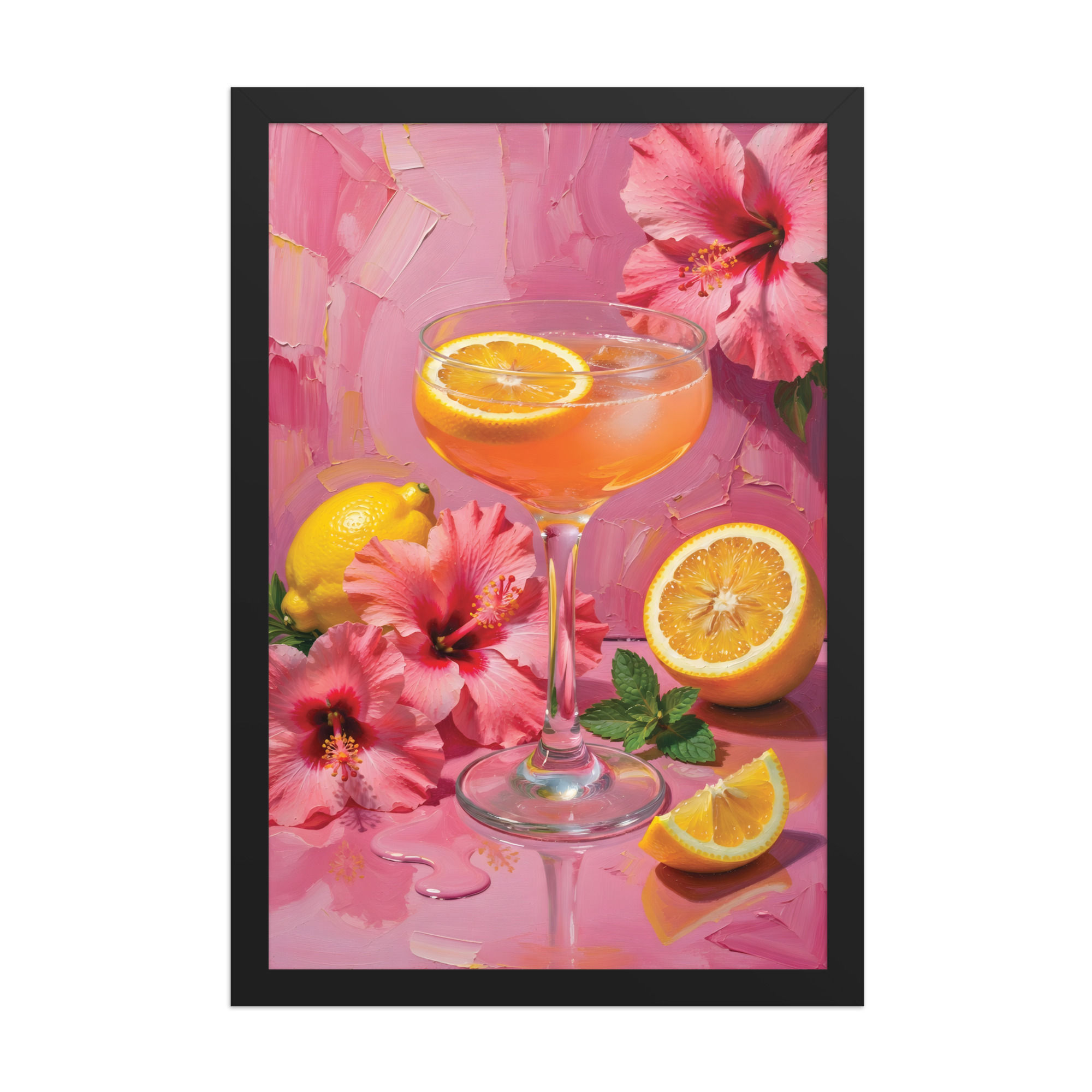 Summer Orange Cocktail Eclectic Framed Wall Art