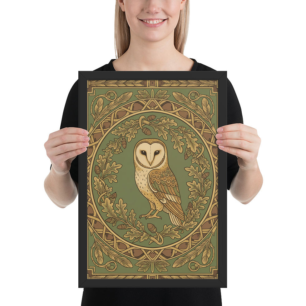Thumbnail: Barn Owl and Acorns Framed Art Print