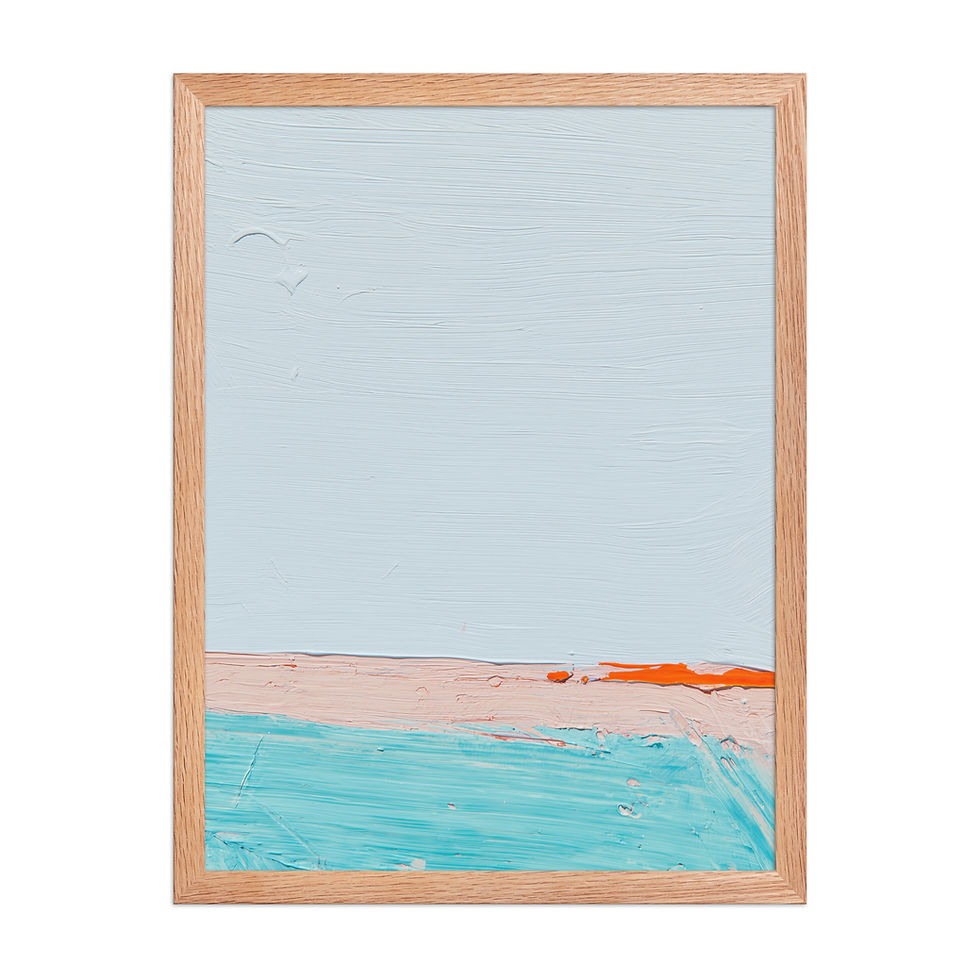 Thumbnail: Minimalist Seaside Horizon Painting Print | Framed Coastal Canvas Art