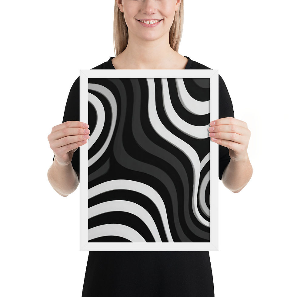 Thumbnail: Black & Beige Abstract Wall Art Print 