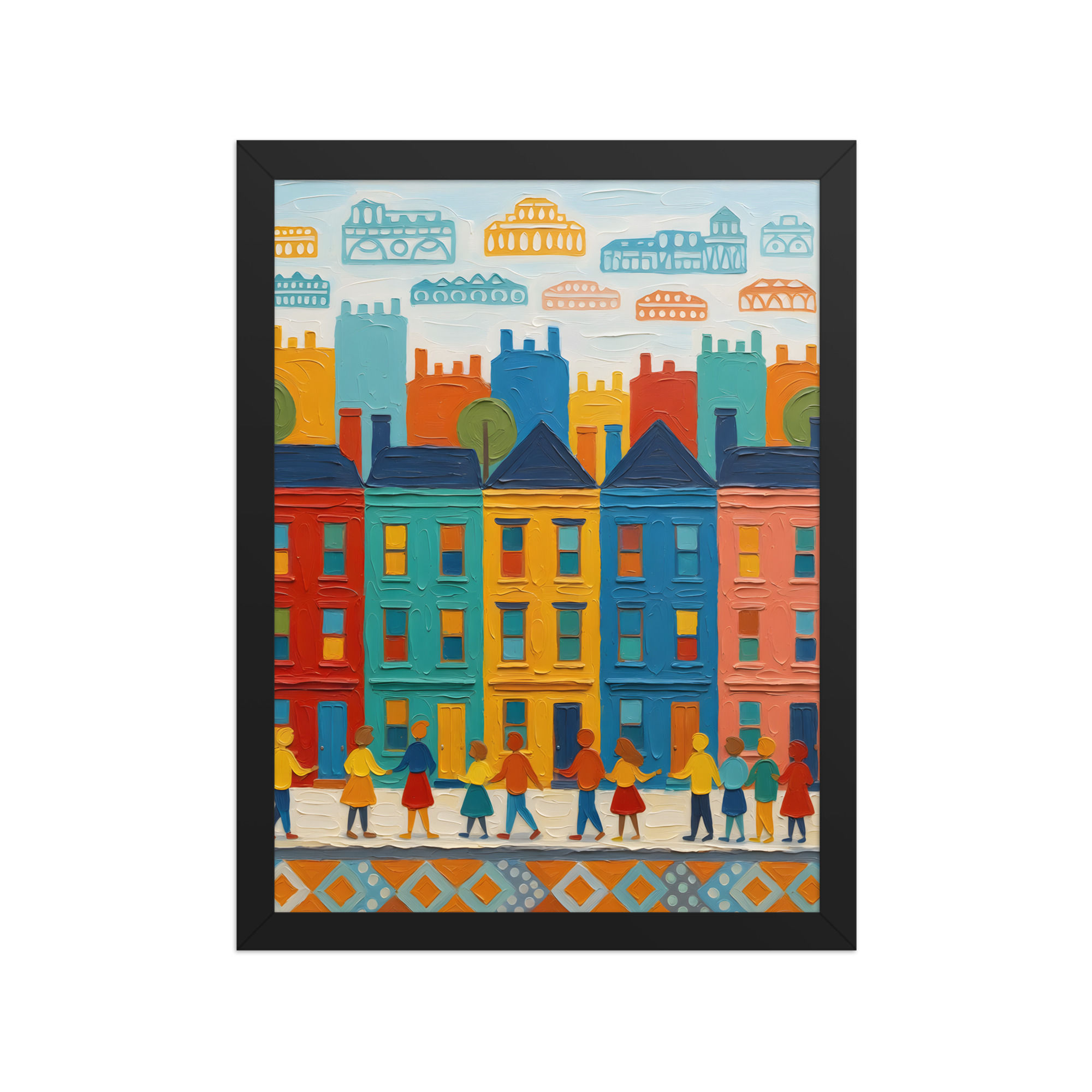 Naive Colorful Town Art Print
