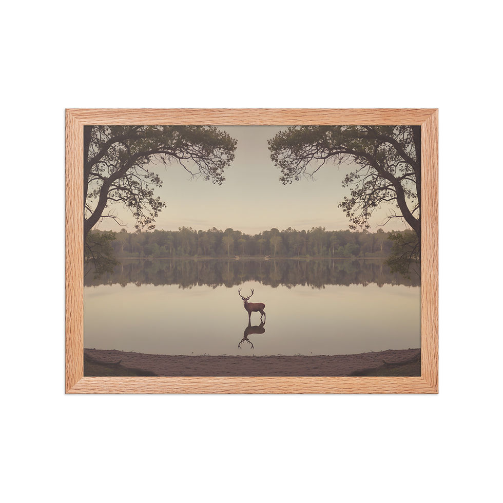 Thumbnail: Majestic Stag in Lake Vintage Art Print