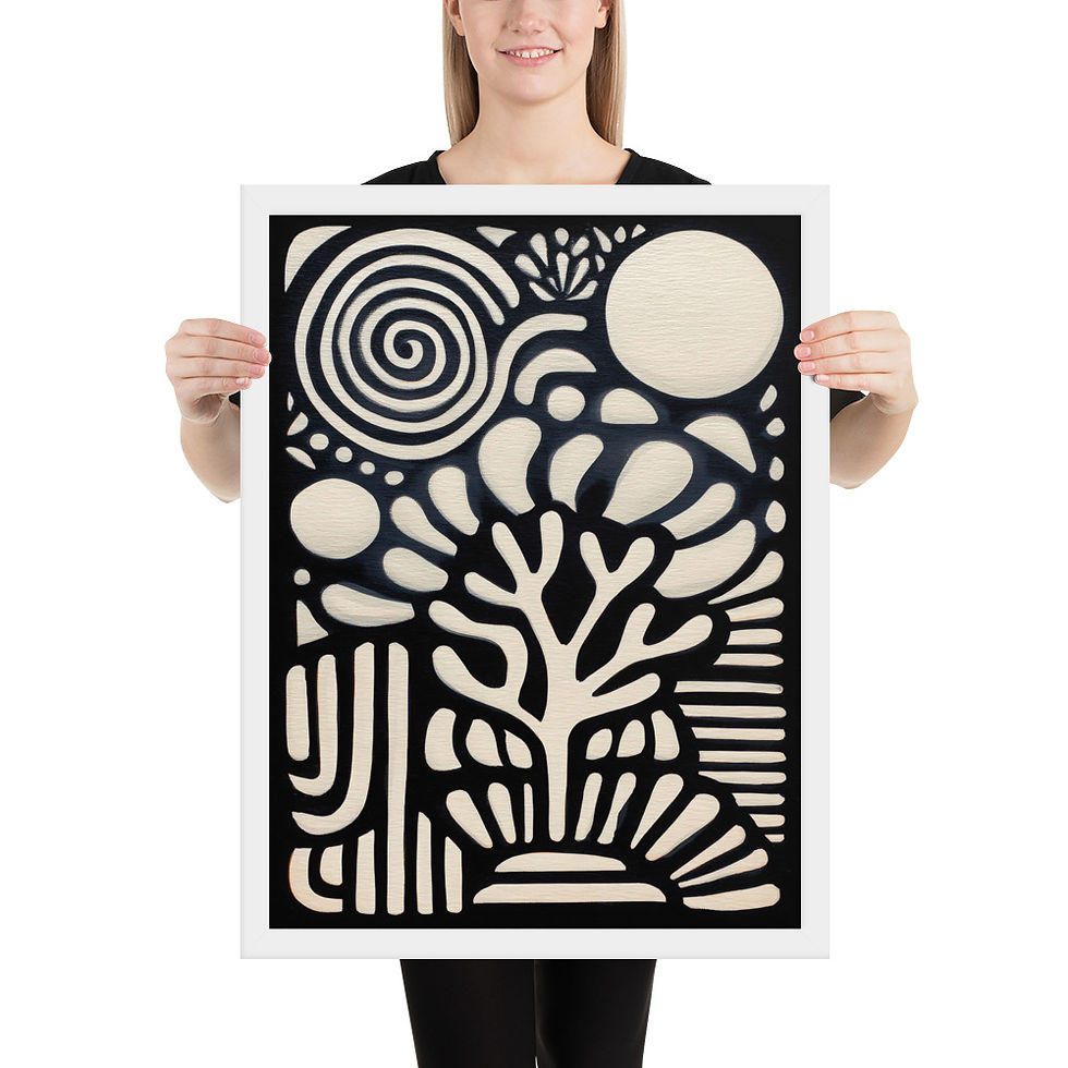 Thumbnail: Forest Black & Beige Abstract Wall Art Print 