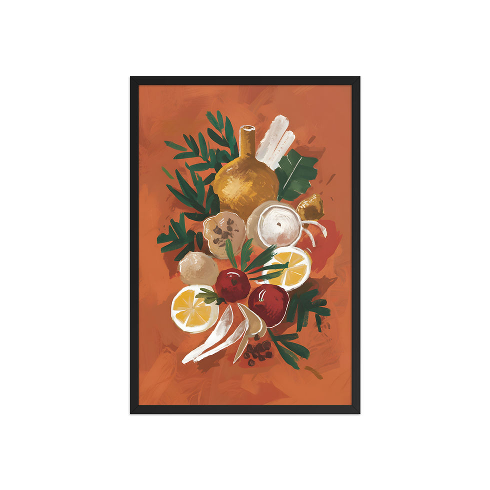 Thumbnail: Abundance Framed Print — Rich Botanical Composition  