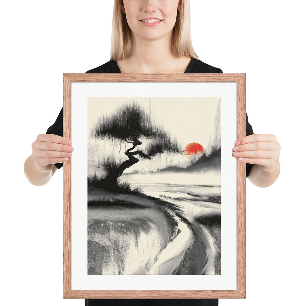 Thumbnail: Japandi Sumei-e Japanese Ink Inspired Print