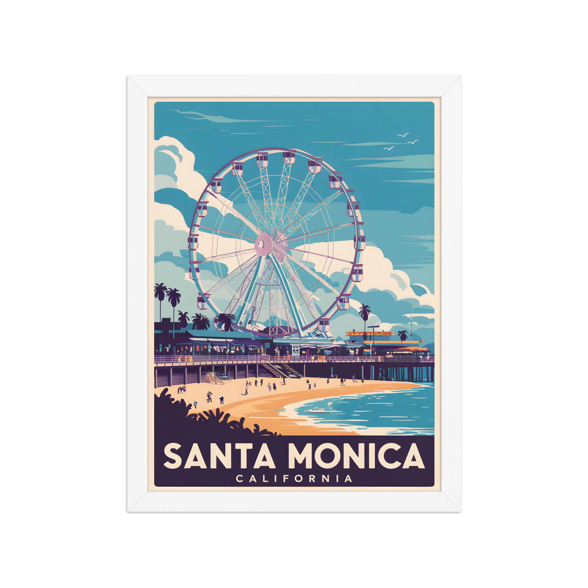 Santa Monica Pier Modern Travel Art