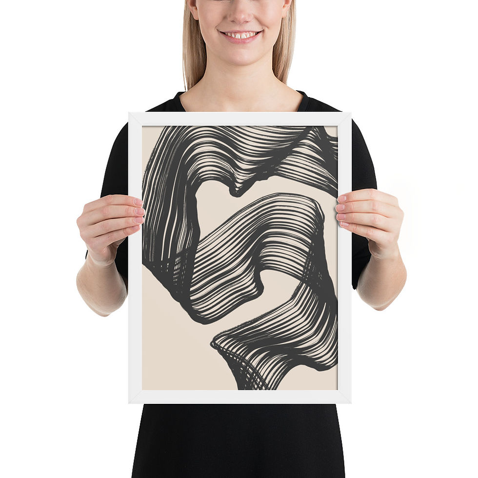 Thumbnail: Paint Brush Black & Beige Abstract Wall Art Print 