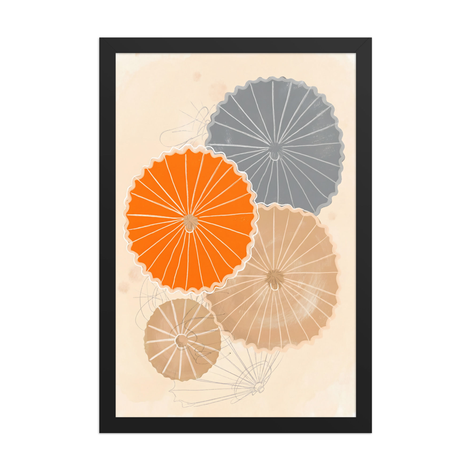 Vintage Parasols Framed Beach Mega Print