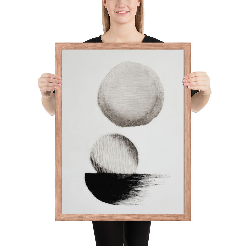 Thumbnail: Japandi setting Sun and Moon  in Sumi-e Inspired Ink Wash Print