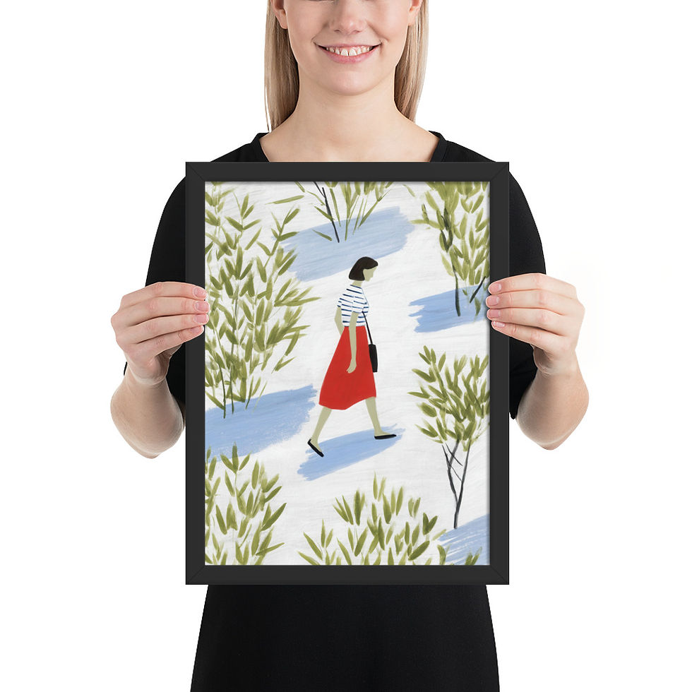 Thumbnail: Contemporary Gouache Wall Art - Framed Elegance