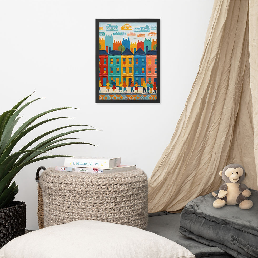 Thumbnail: Naive Colorful Town Art Print