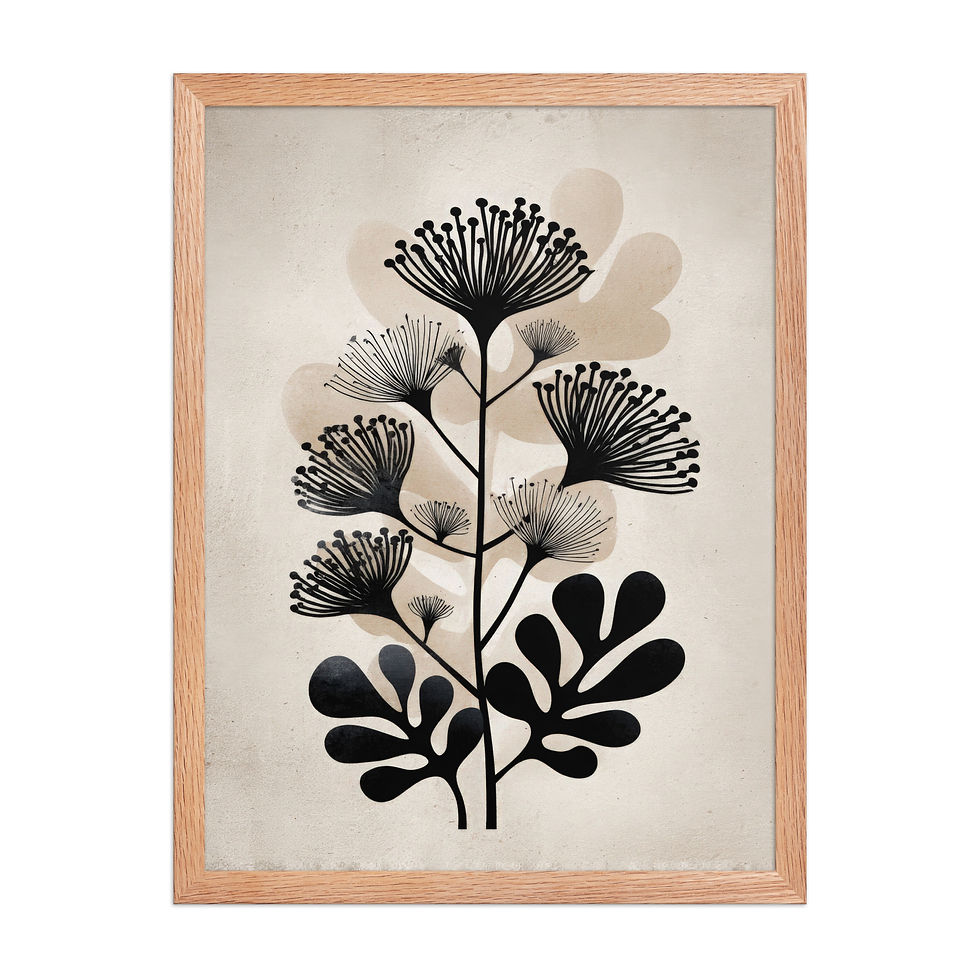 Thumbnail: Floral Black & Beige Abstract Wall Art Print 