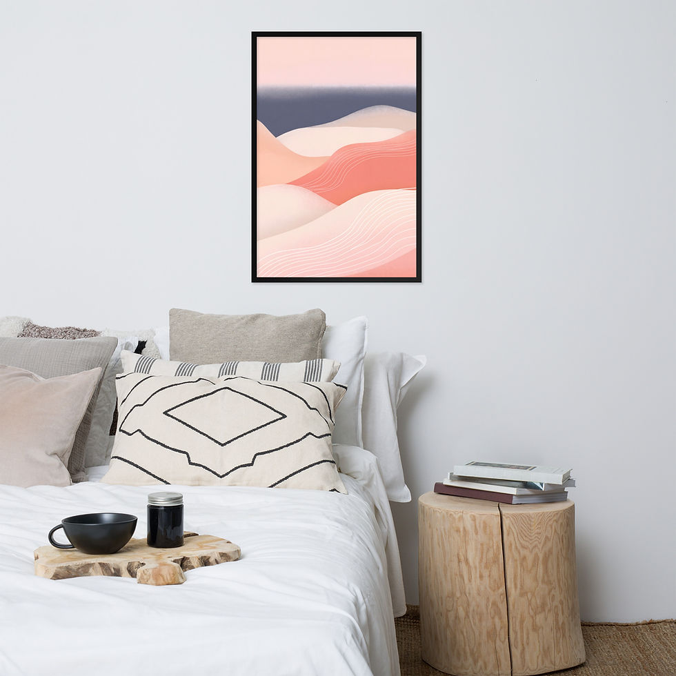 Thumbnail: Serene Dunes — Abstract Pastel Landscape Oversized Framed Print