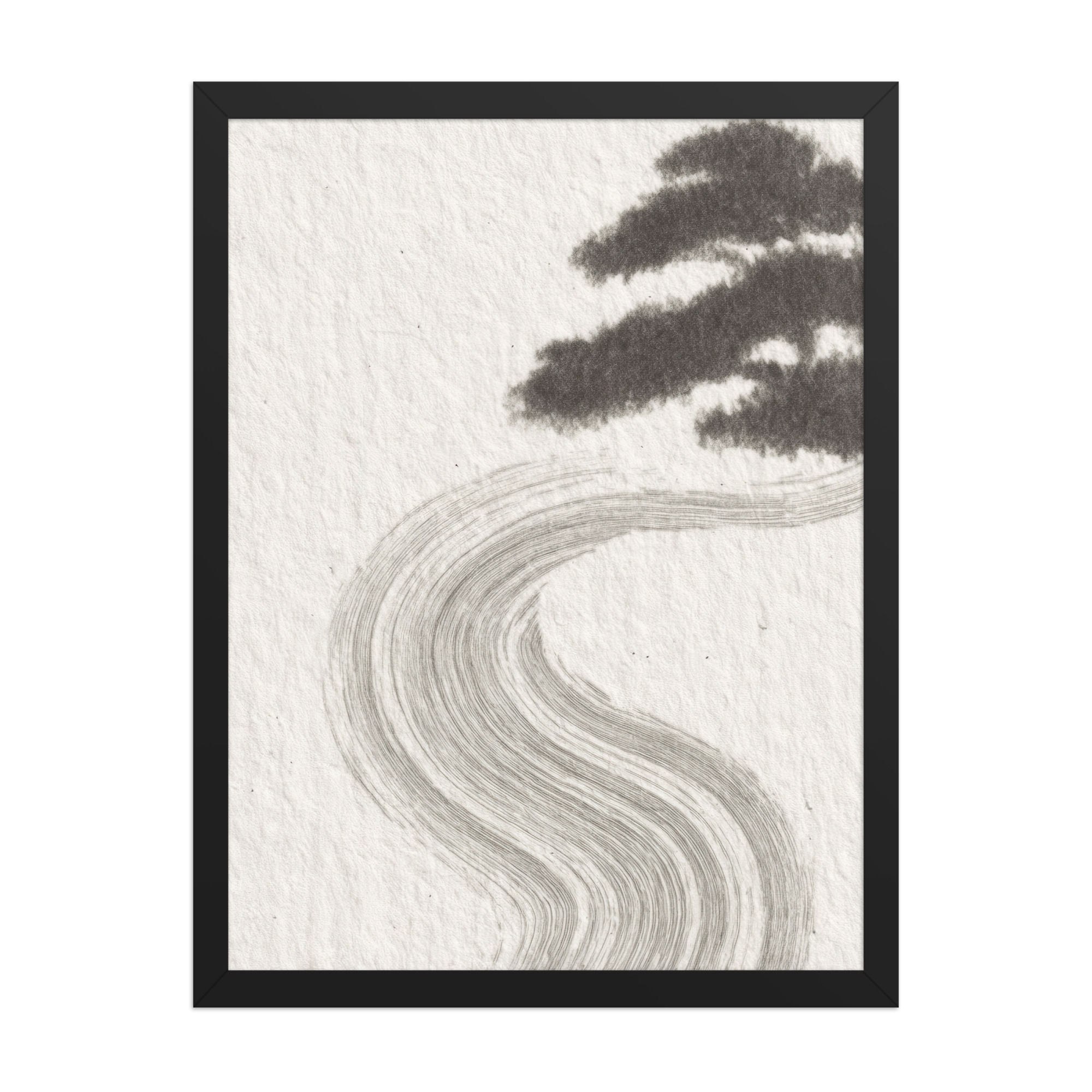 Japandi Bonsai Tree Shadow Sumi-e Inspired
