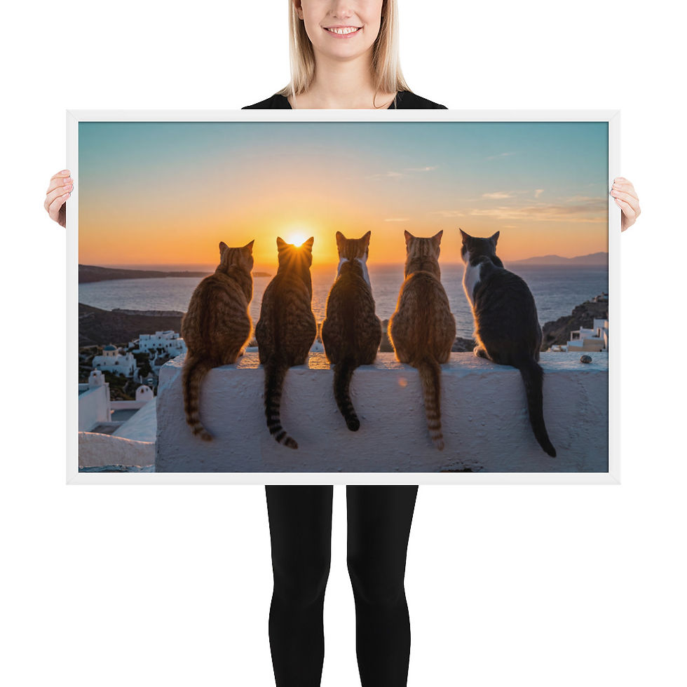 Thumbnail: Sunset Watchers — Cats at Golden Hour — Framed Animal Print