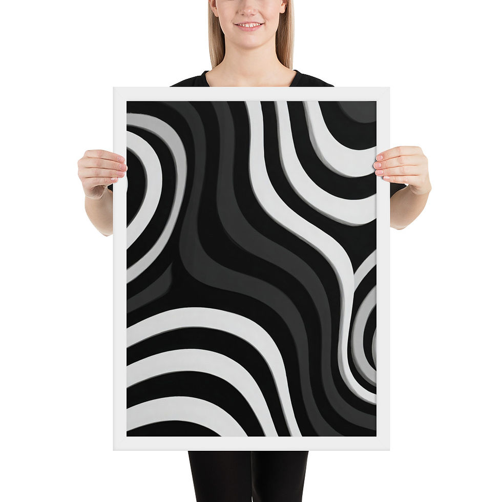 Thumbnail: Black & Beige Abstract Wall Art Print 