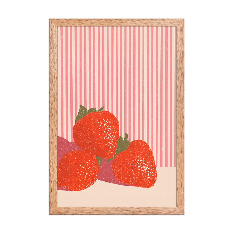 Thumbnail: Pop Strawberries Wall Art | Retro Mid-Century Fruit Print