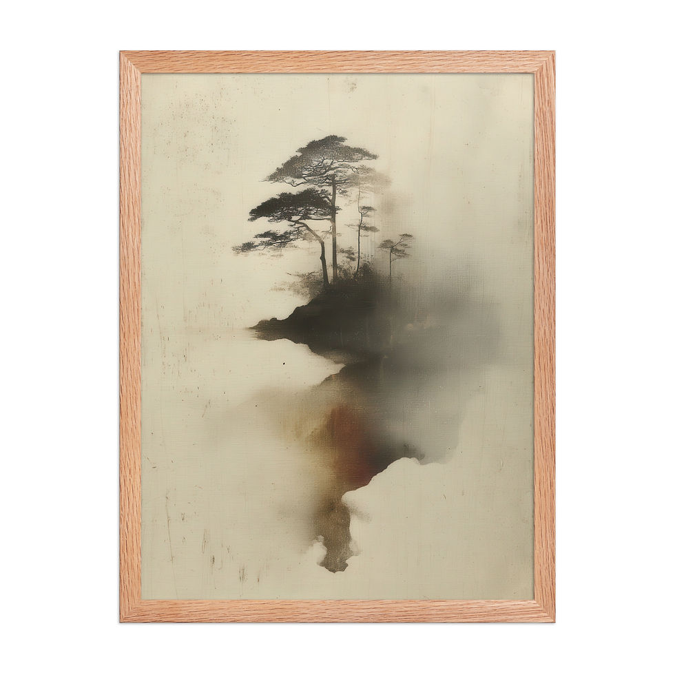 Thumbnail: Japandi Bonsai Tree Silhouette Ink Spill Sumi-e Inspired
