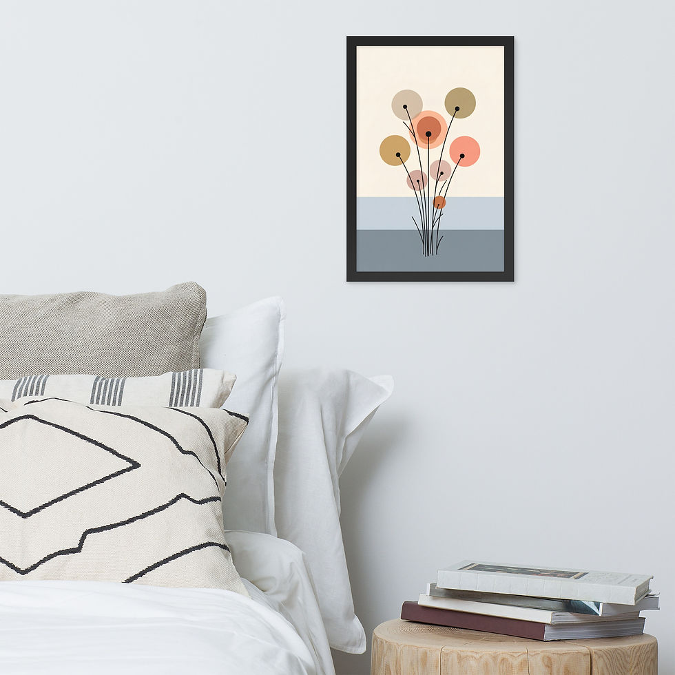 Thumbnail: Orbit Blooms — Minimal Geometric Floral Framed Mega Print