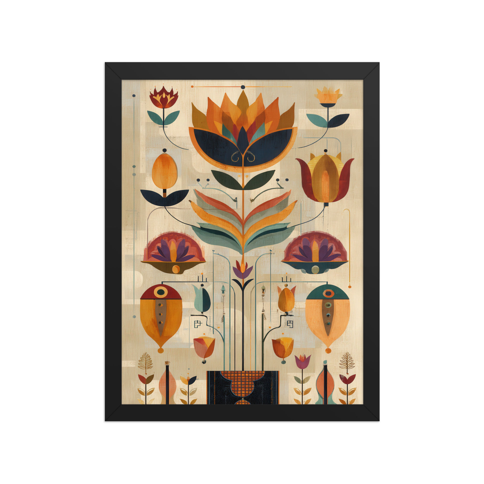 Framed Earthy Tones Boho Art – Cozy Vibe Decor