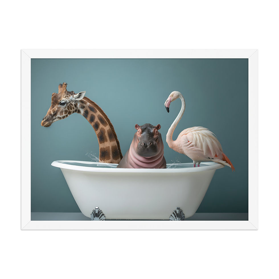 Thumbnail: Animals in the Bath Framed Art Print