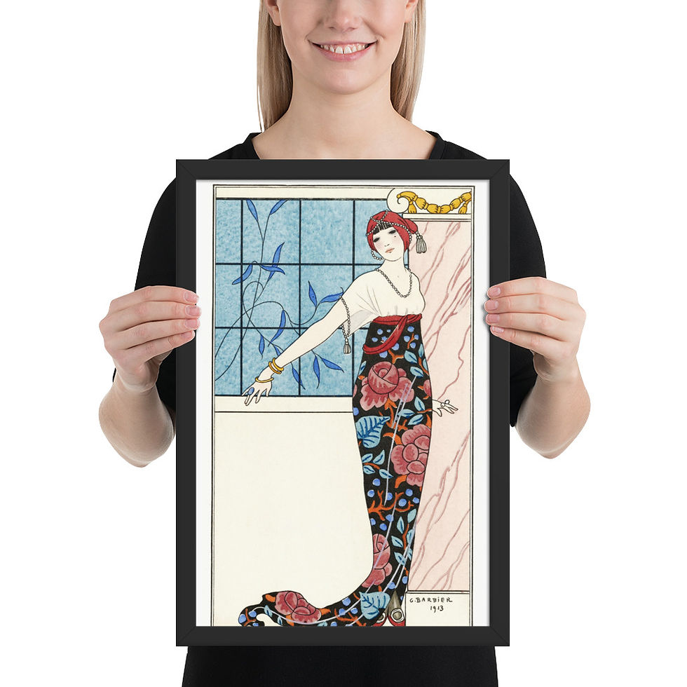 Thumbnail: Elegant Art Nouveau Print - Framed Decor