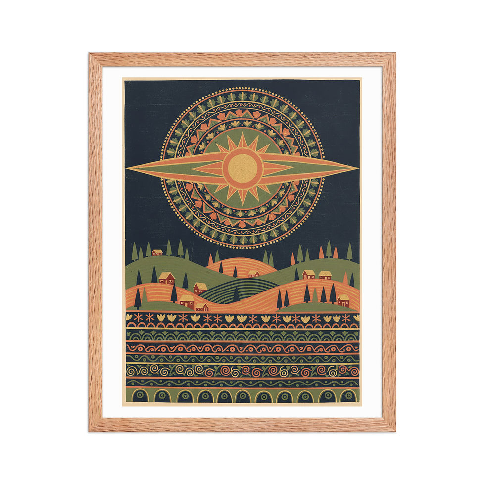 Thumbnail: Abstract Folk Landscape Art Print
