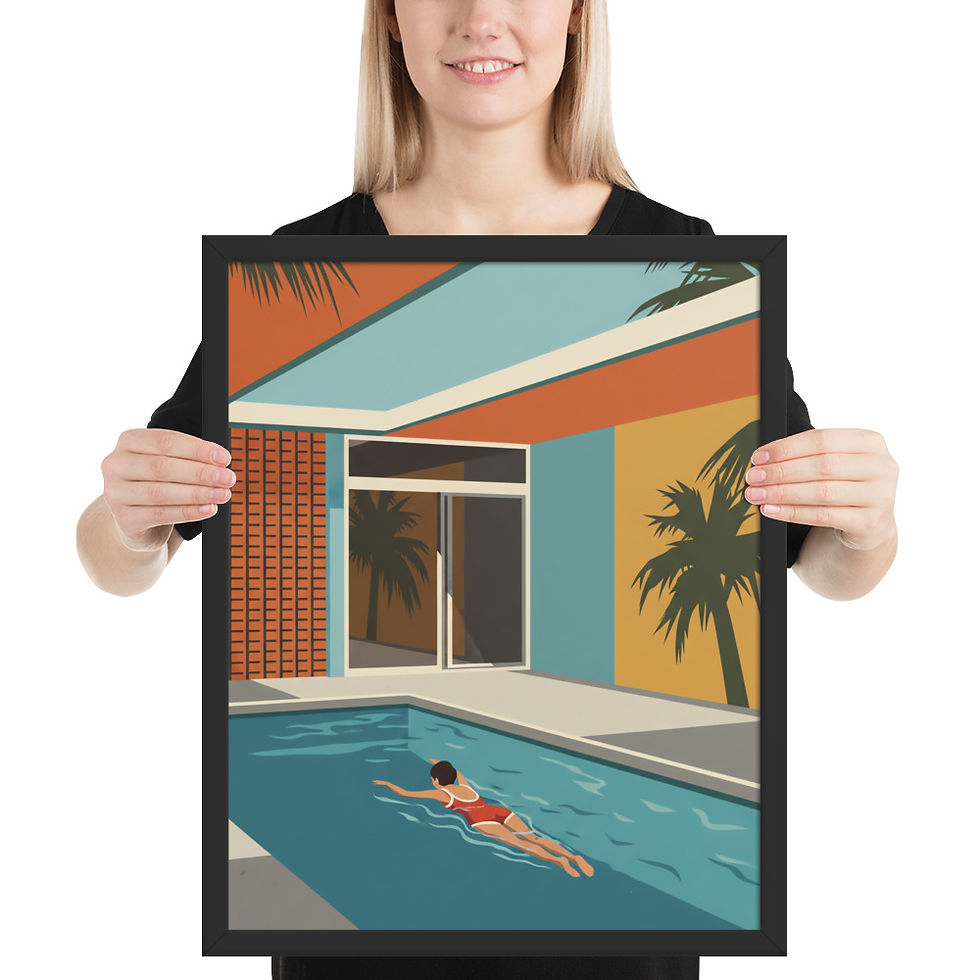 Thumbnail: Mid Century Swimmer in Pool Art Print