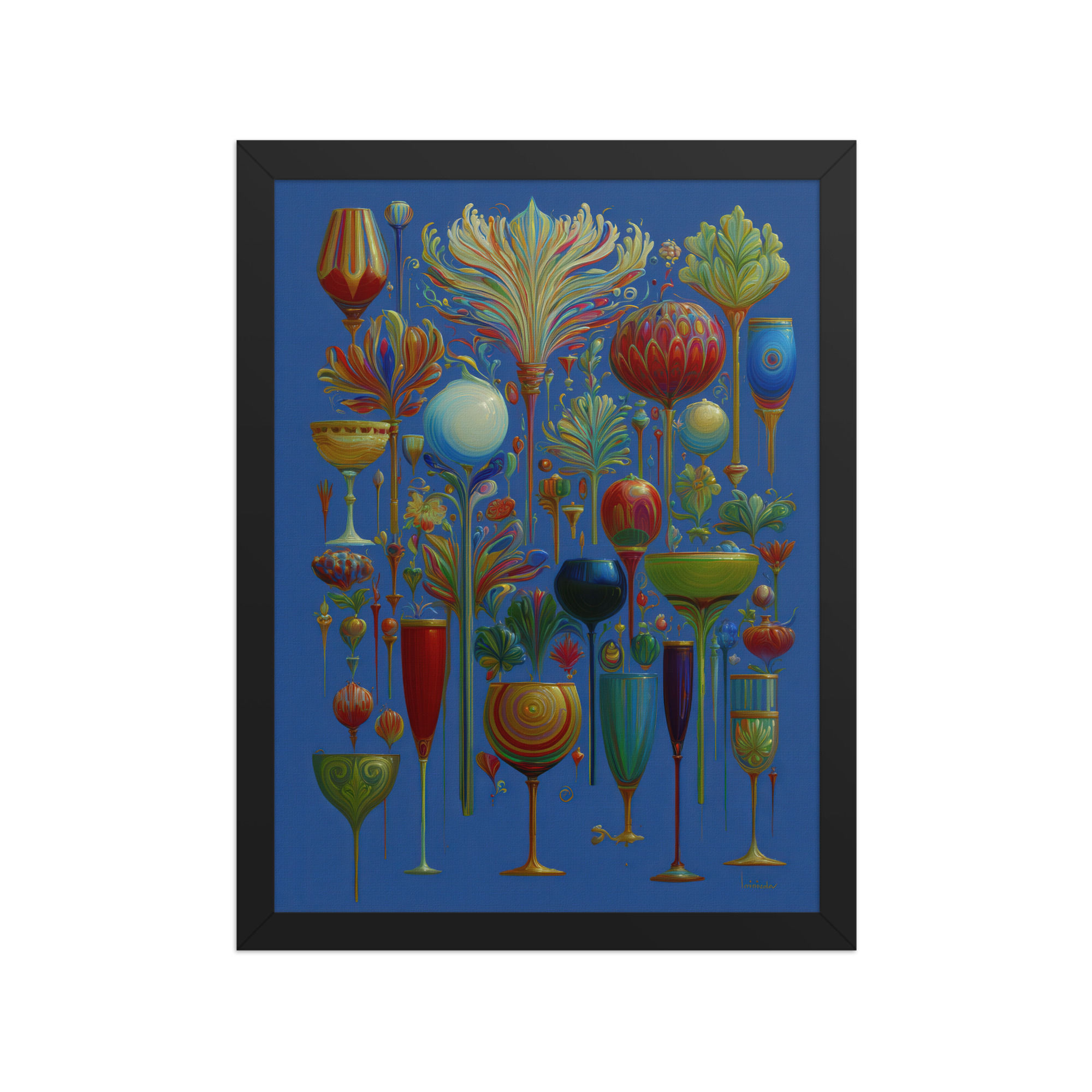 A Series of Wine Glasses Maximalist in Blue  