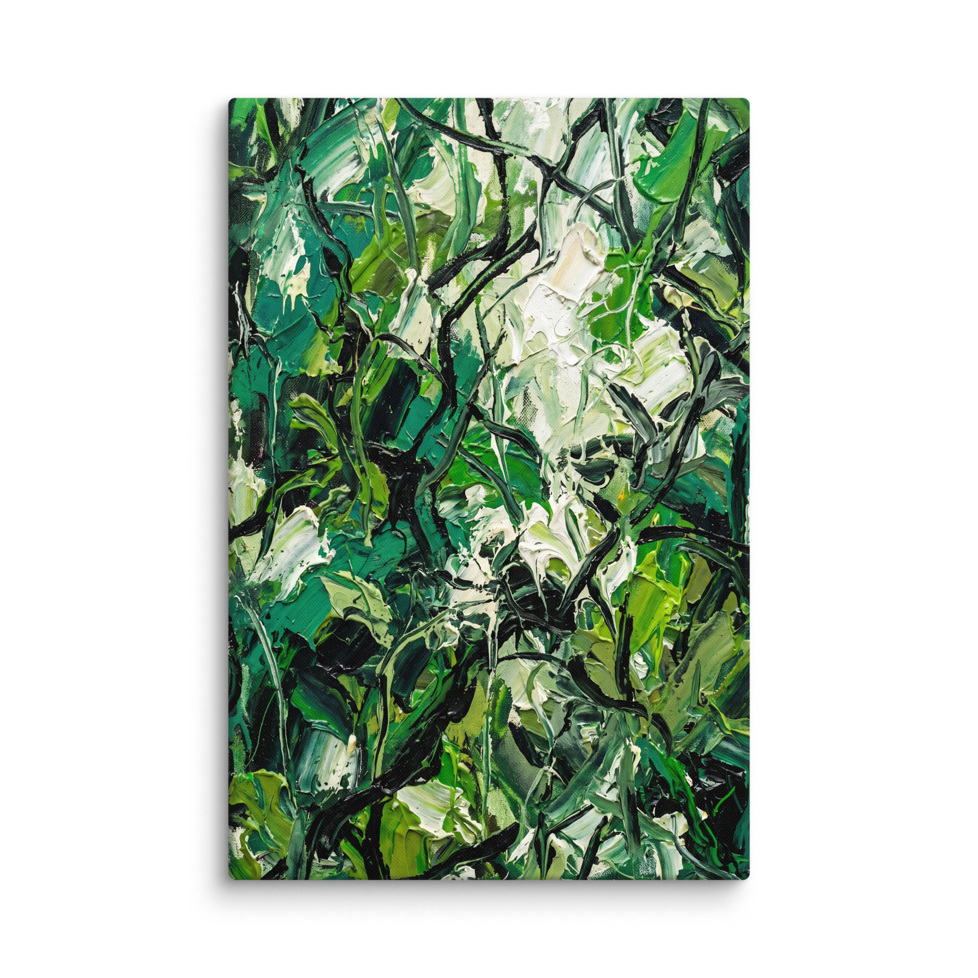 Verdant Whisper Canvas | Subtle Abstract Foliage