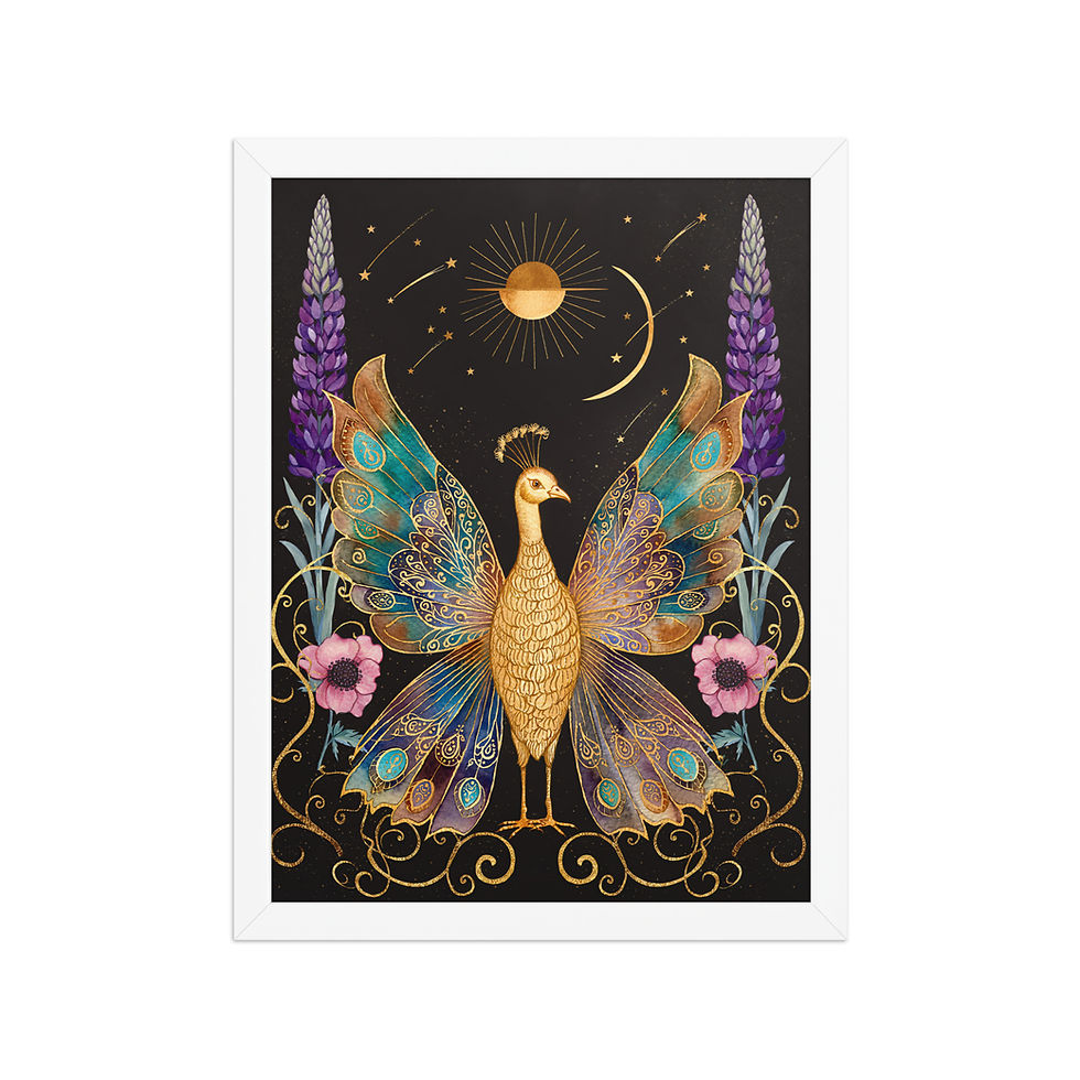 Thumbnail: Regal Peacock and Lavender Framed Wall Art