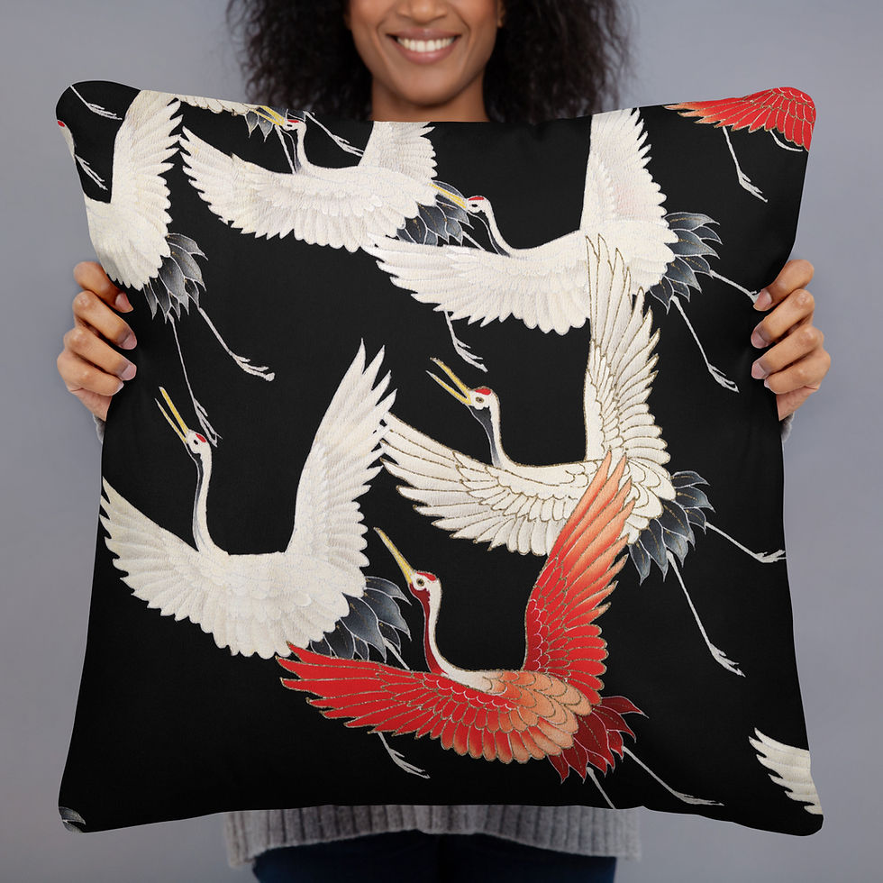 Thumbnail: Vintage Japanese Bird Scene Cushion – Classic Elegance