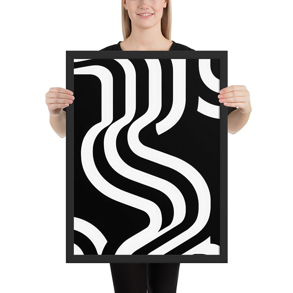 Thumbnail: Black & Beige Abstract Wall Art Print 