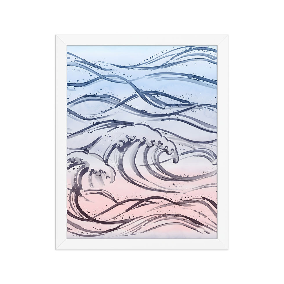 Thumbnail: Abstract Summer Waves Framed Coastal Print