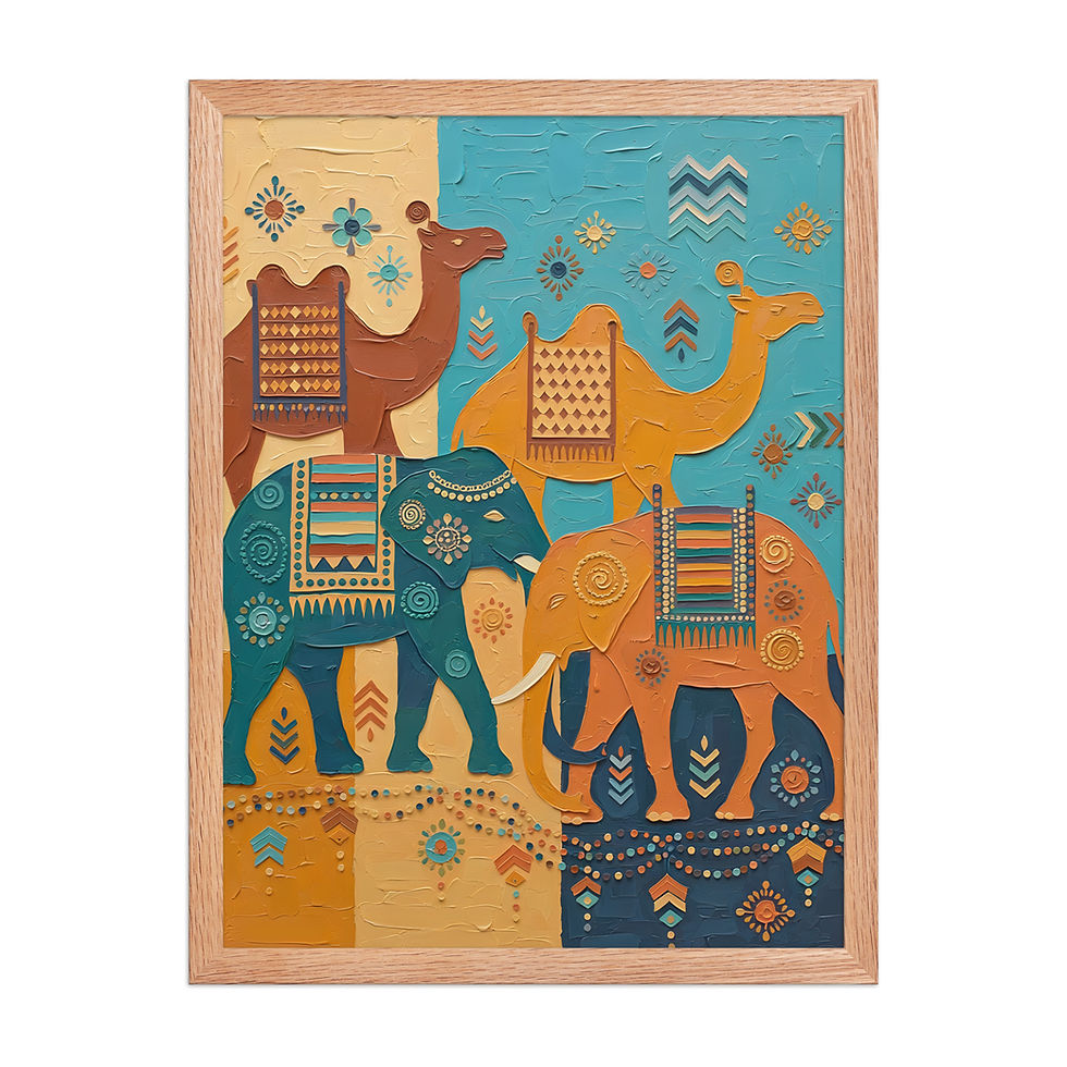 Thumbnail: Stylized Animal Parade Framed Art Print