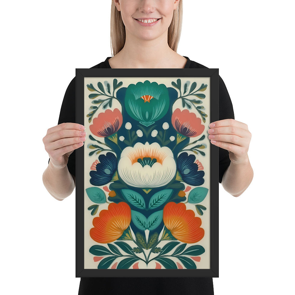 Thumbnail: Stylish Botanical Folk Wall Art - Scandinavian Design Aesthetic