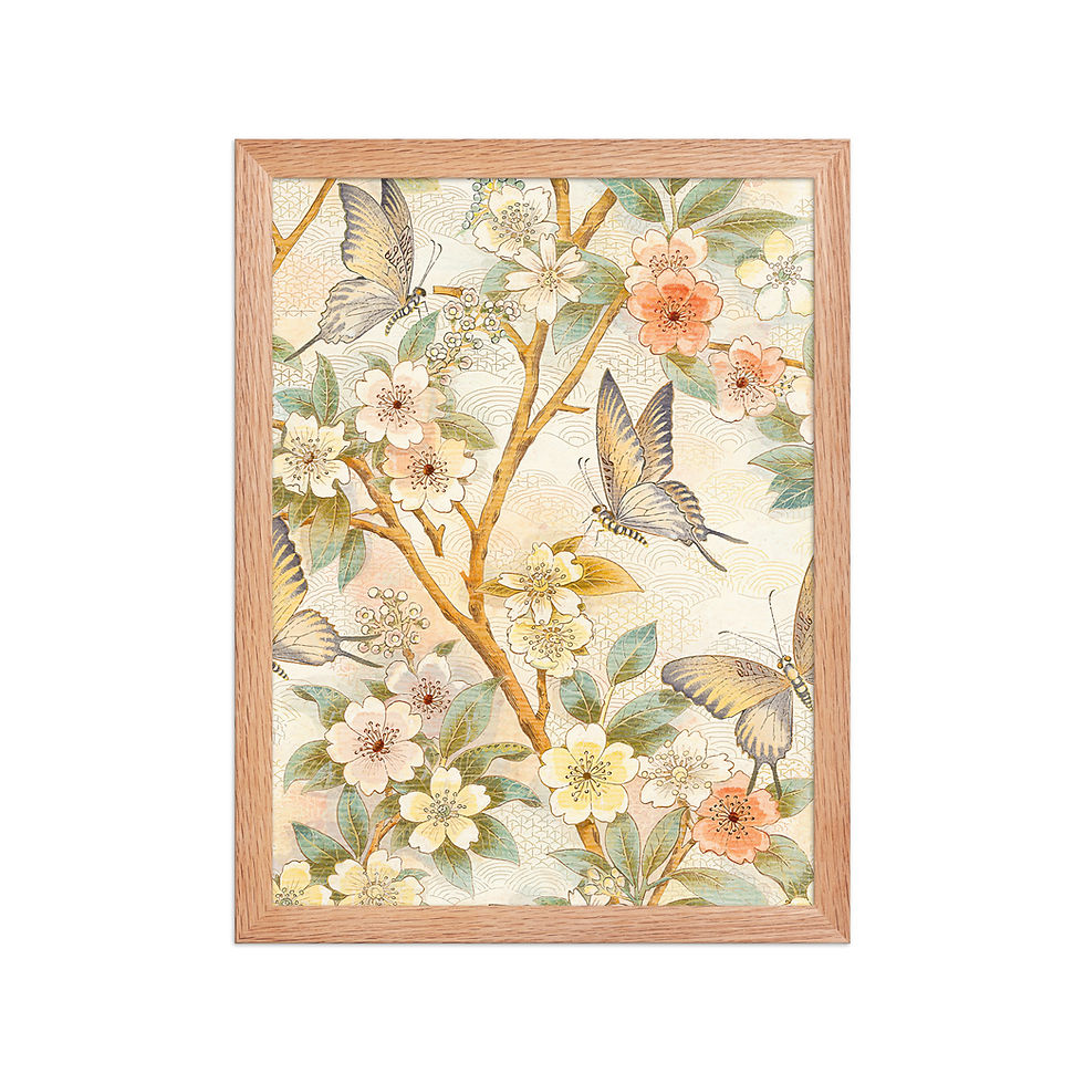 Thumbnail: Butterflies and Flowers Minimalist Art Print