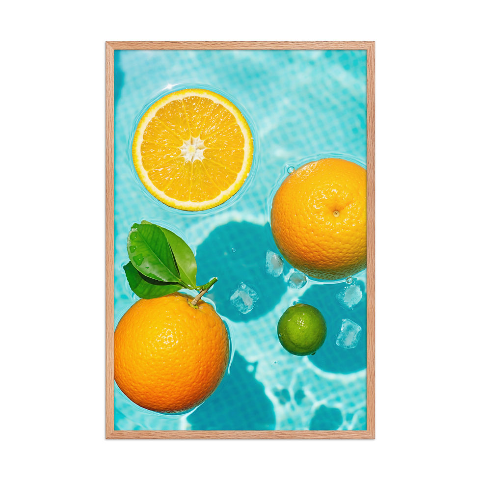Thumbnail: Citrus Chill — Floating Oranges — Framed Summer Print 
