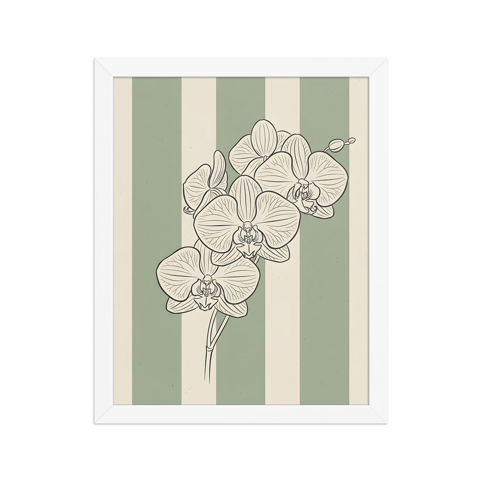 Thumbnail: Green Stripe Orchid Framed Botanical Print