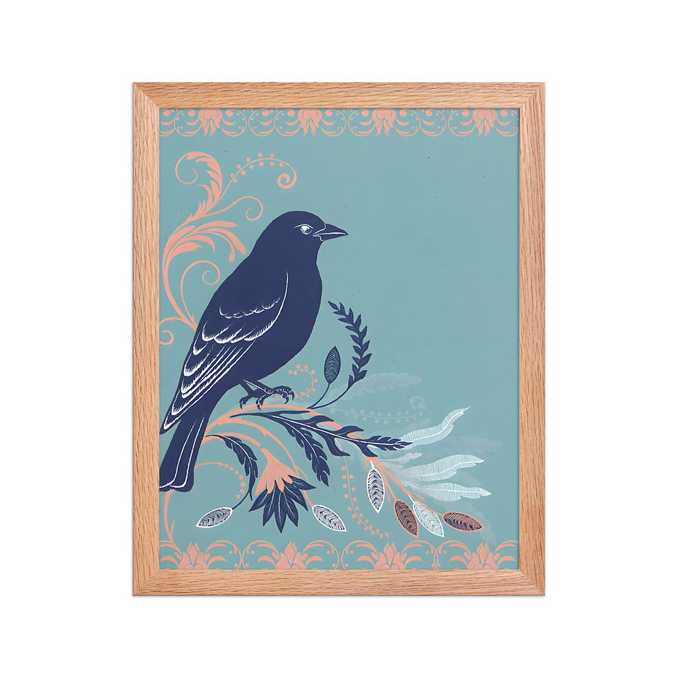 Thumbnail: Floral Folk Bird Framed Wall Art
