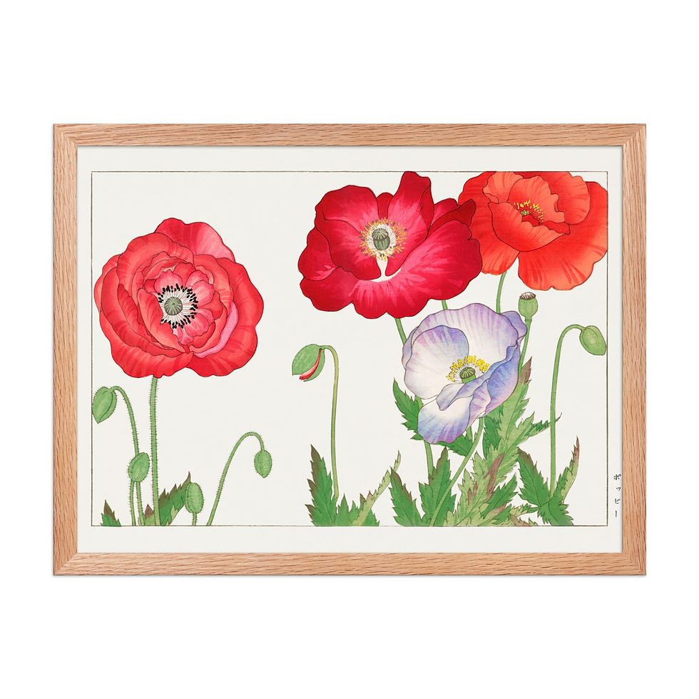 Thumbnail: Vintage Poppy Flower ukiyo-e Style Framed Wall Art