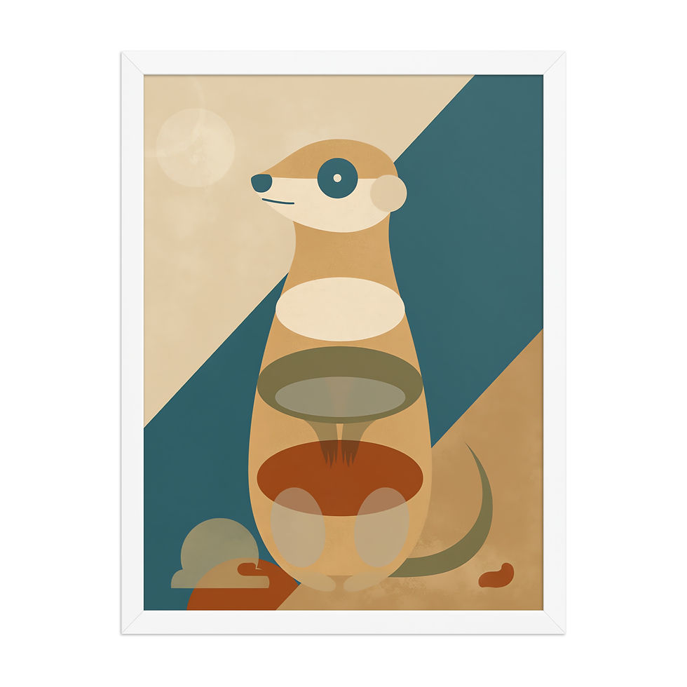 Thumbnail: Geometric Meerkat Mid-century Modern Art Print