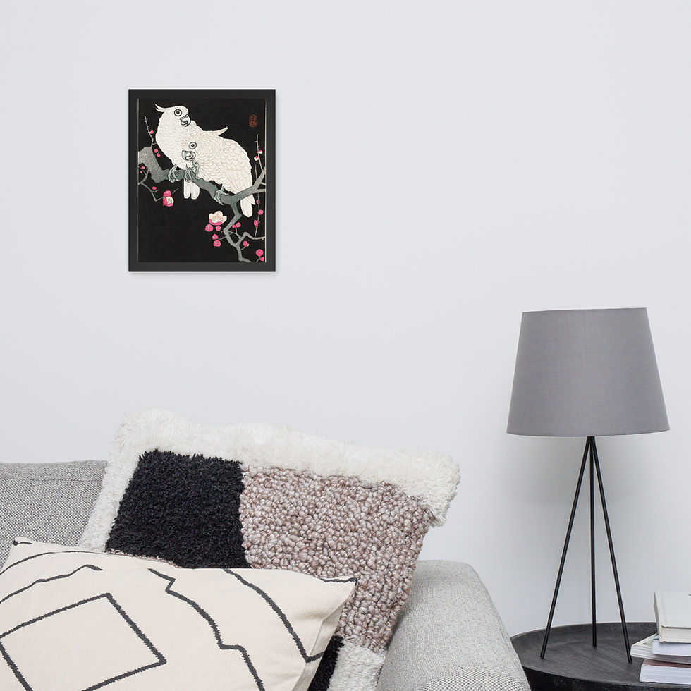 Thumbnail: Two Cockatoos and Plum Blossom (1925-1936) by Ohara Koson - Framed Wall Art