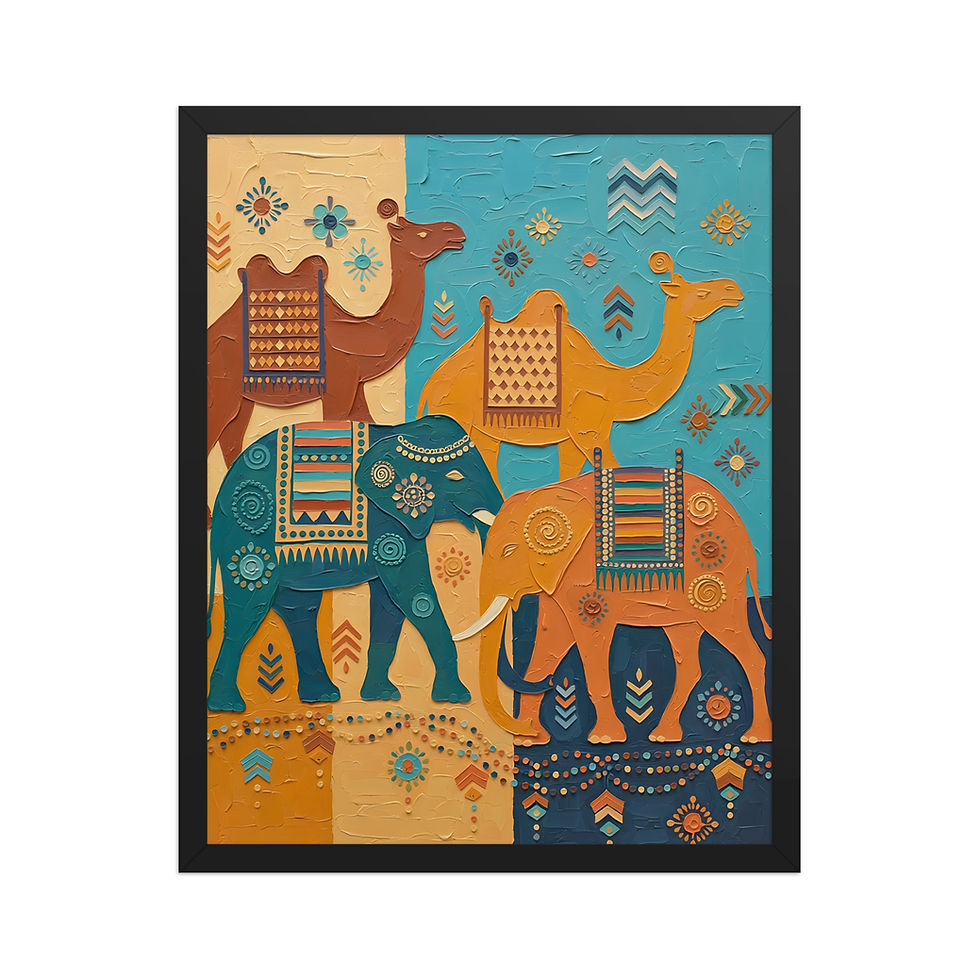 Thumbnail: Stylized Animal Parade Framed Art Print