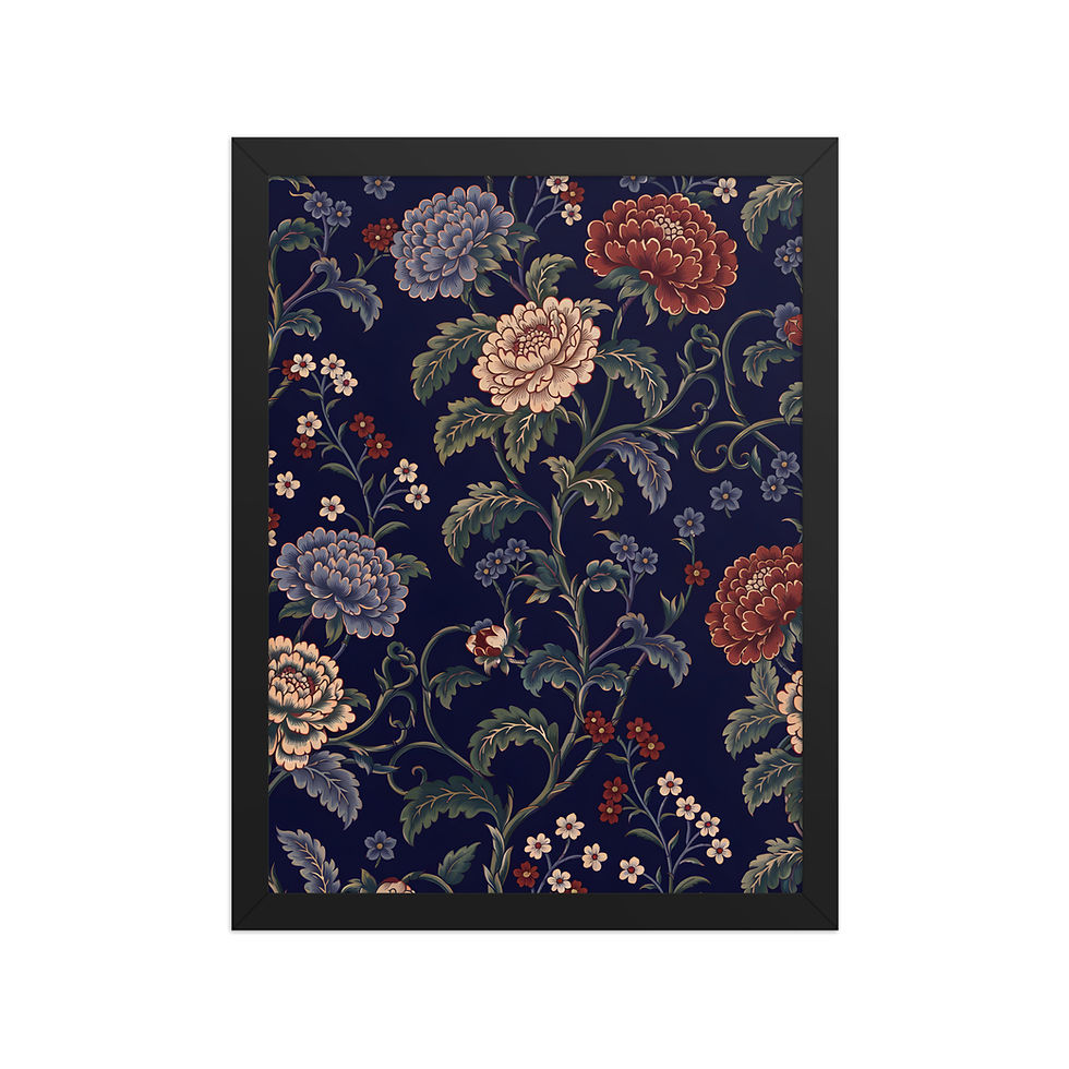 Thumbnail: Ornate Floral Motifs Framed Botanical Art Print