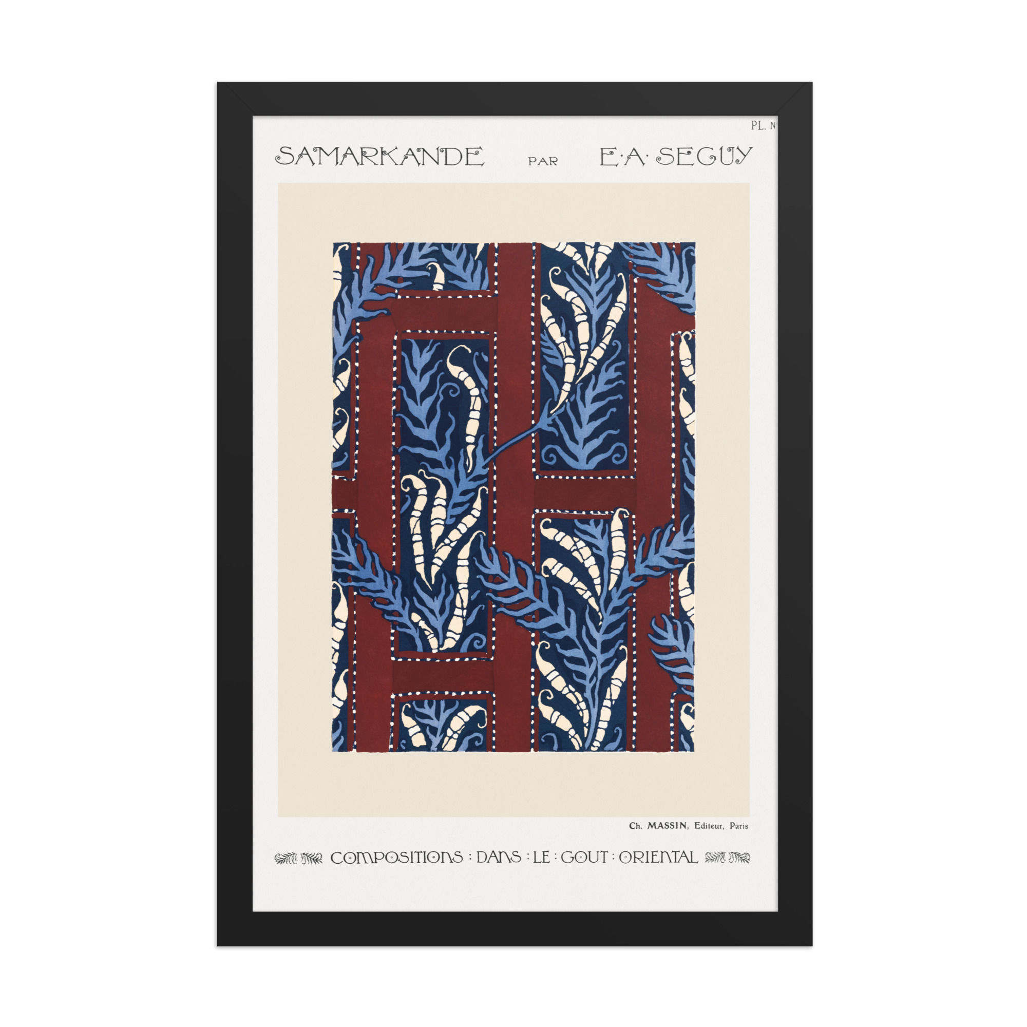 Flower pattern Art Deco stencil print in oriental style X | Samarkande | Seguy