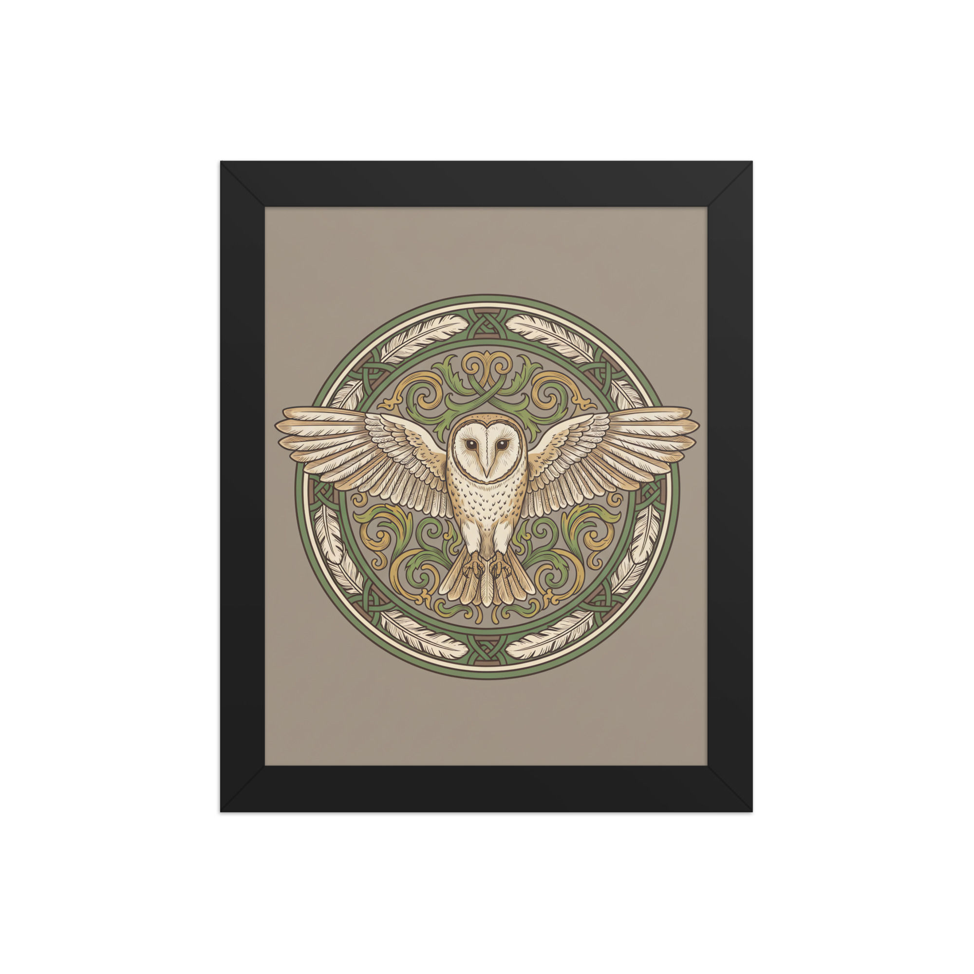 Barn Owl Motif Framed Wall Art